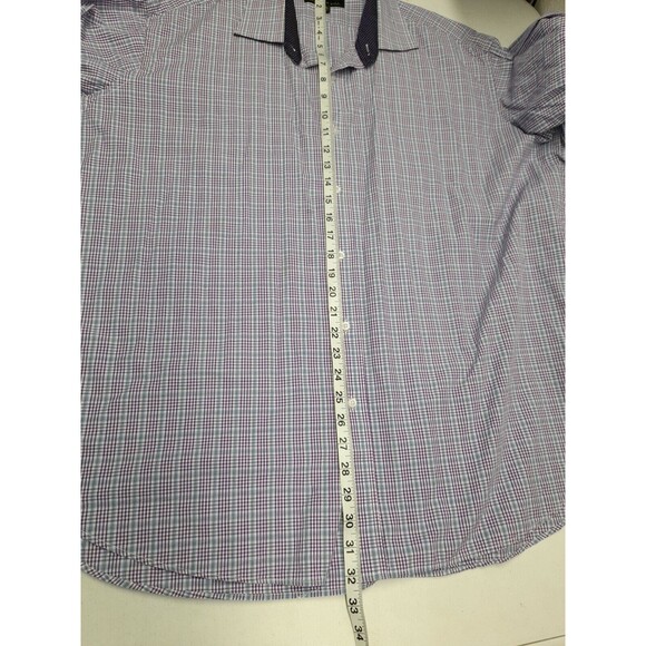 Bristol & Bull Mens Button Front Shirt white Purple Plaid Contrast Collar Sz 3XL - Picture 6 of 9